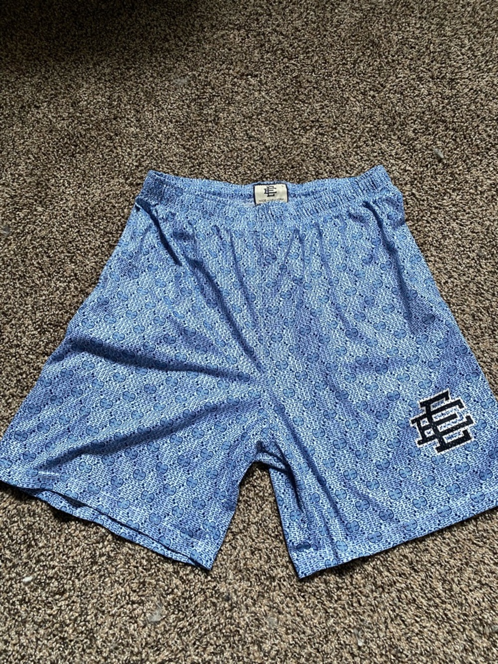 Eric Emanuel X Gucci Light Blue Patterned Men's Athletic Shorts
